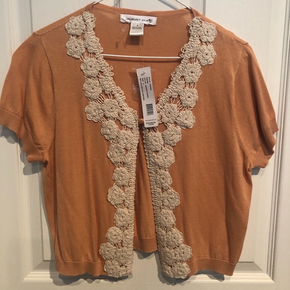 Cardigan short sleeve, with croche adds on